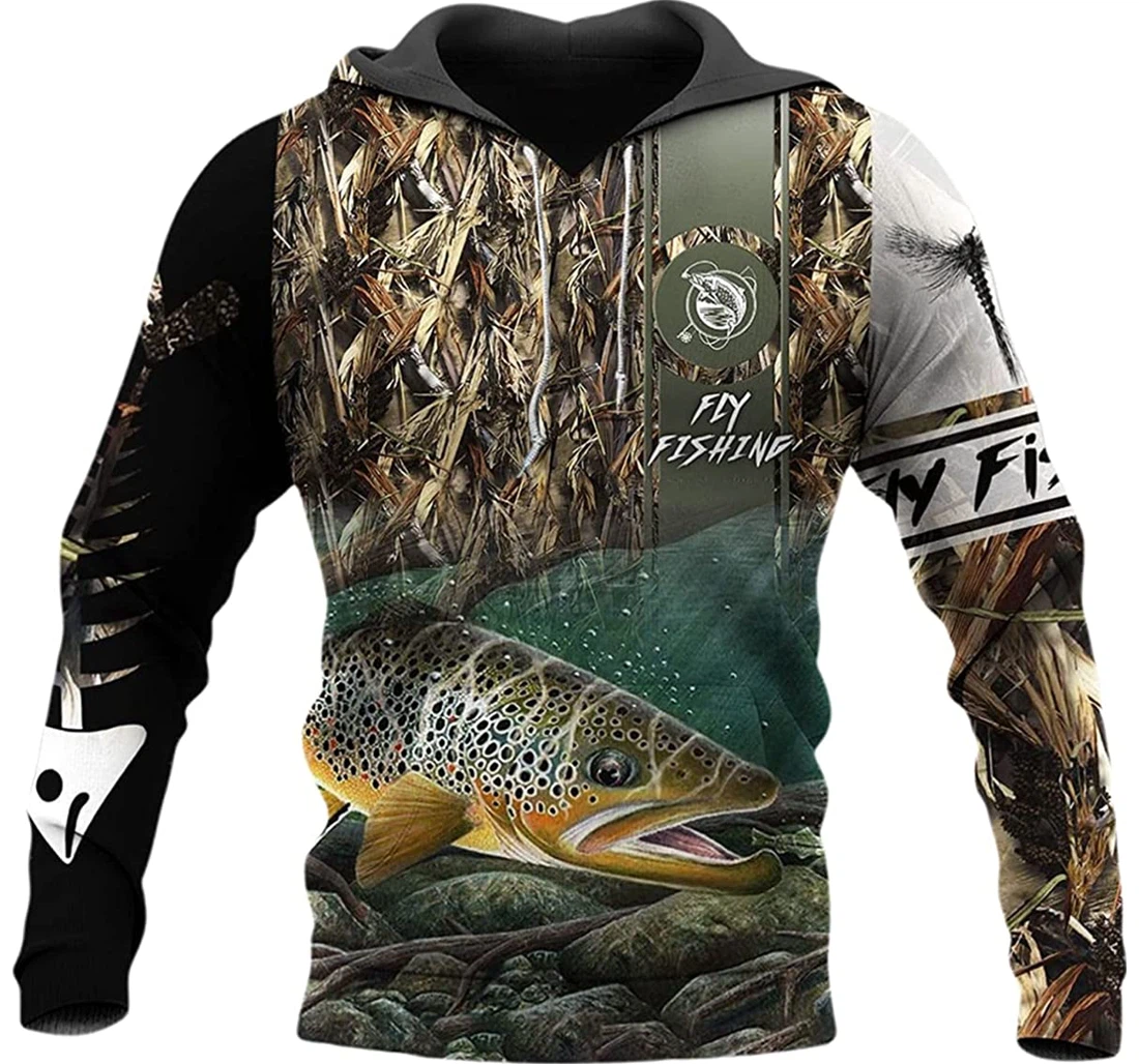 Fly Fishing Camo Under Water - 3D Printed Pullover Hoodie