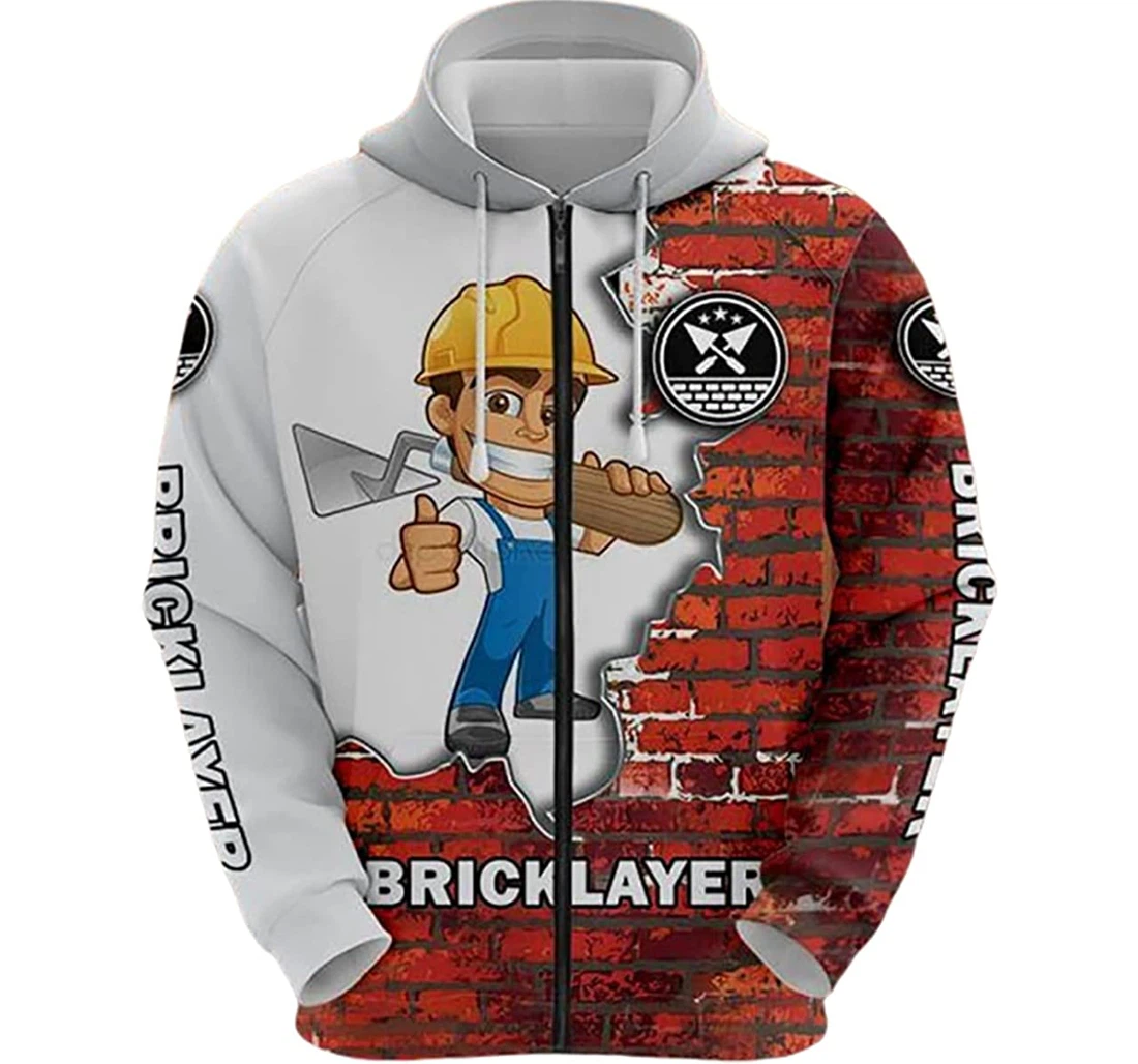 Job Amazing Bricklayer Brick Background Thumb Up - 3D Printed Pullover Hoodie