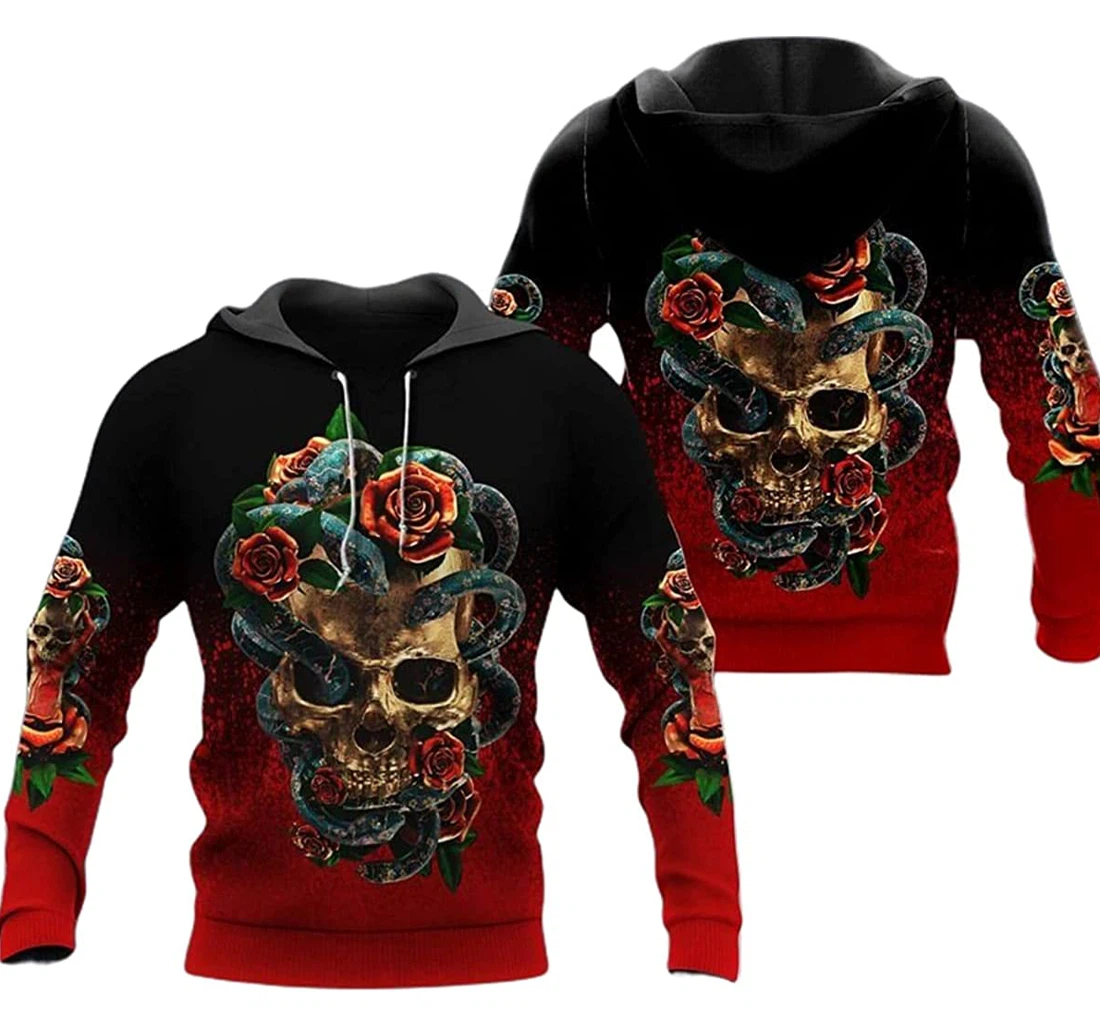 Amazing Floral Skull Tattoo Hippie - 3D Printed Pullover Hoodie