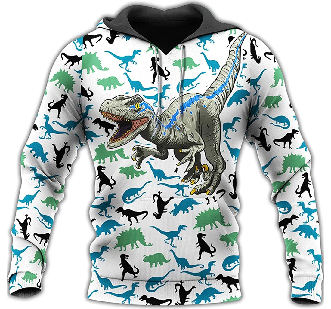 Love T-rex Dinosaurs Pattern - 3D Printed Pullover Hoodie