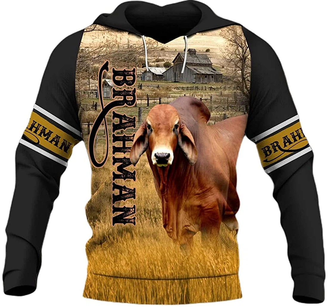 Love Brahman Cattle Farm - 3D Printed Pullover Hoodie