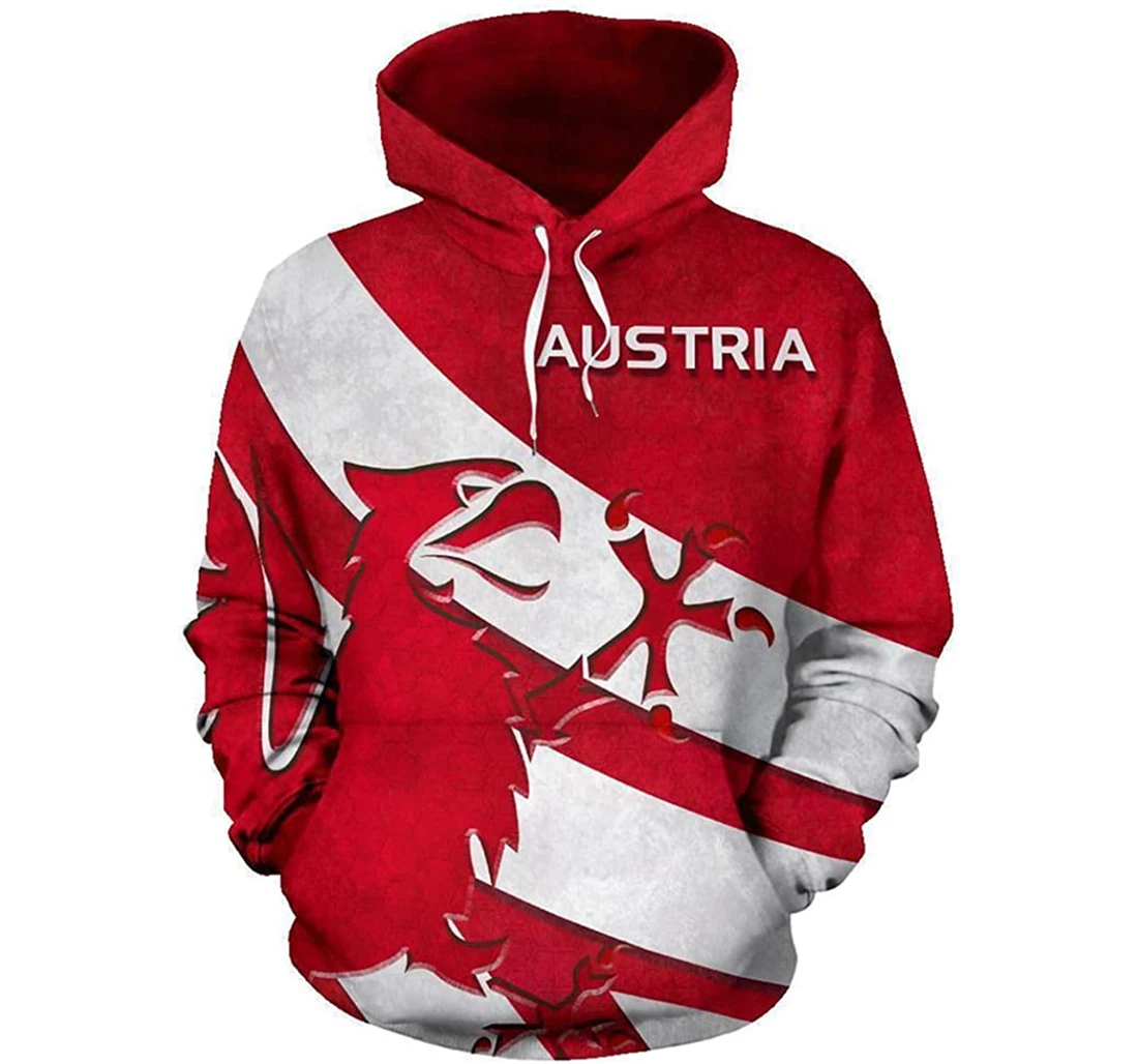 Amazing Grunge Crimson Austrian Eagle Red - 3D Printed Pullover Hoodie