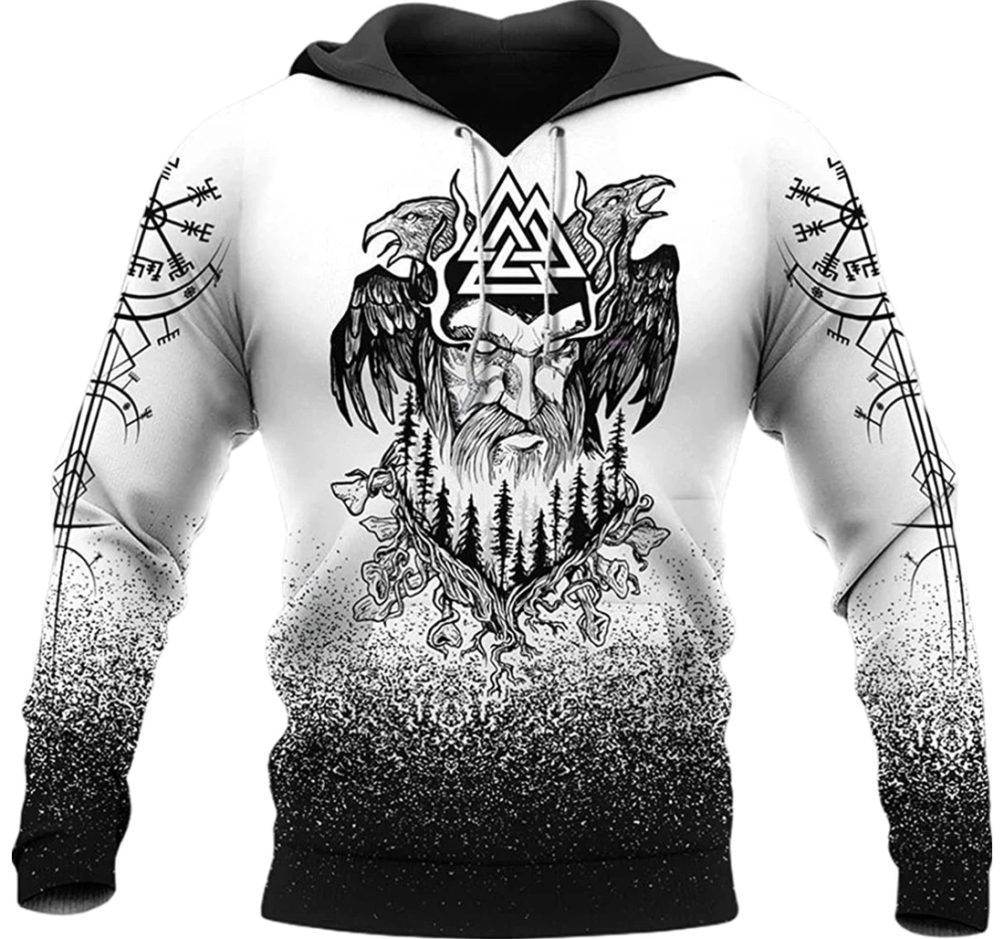 Viking Odin Raven Valknut Hammer - 3D Printed Pullover Hoodie