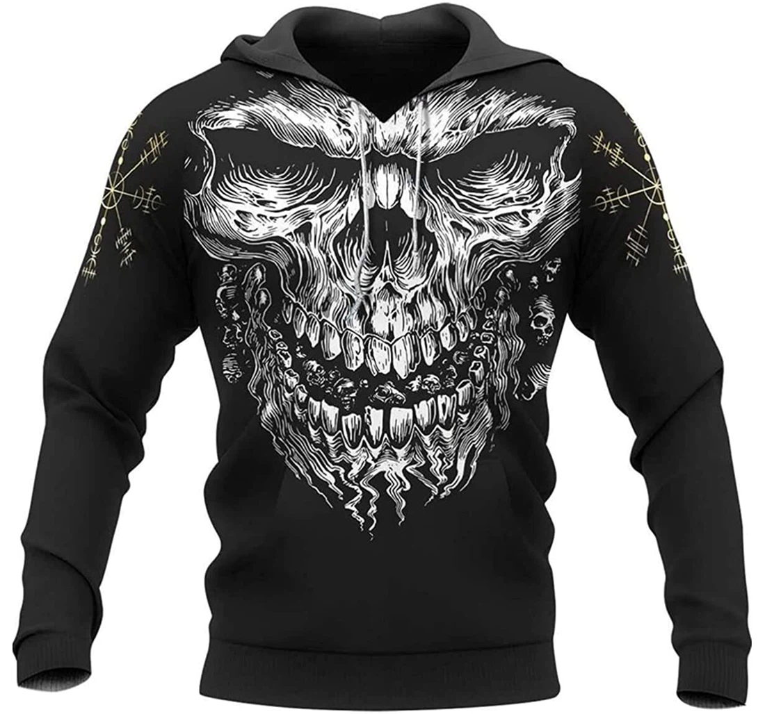 Viking Gear Skull Vegvisir - 3D Printed Pullover Hoodie