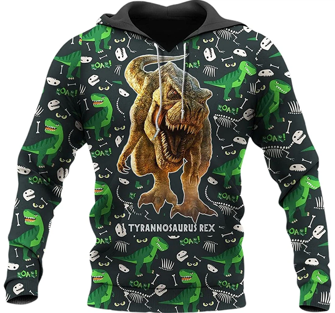 Ferocious Dinosaur With Funny Pattern 1 - 3D Printed Pullover Hoodie