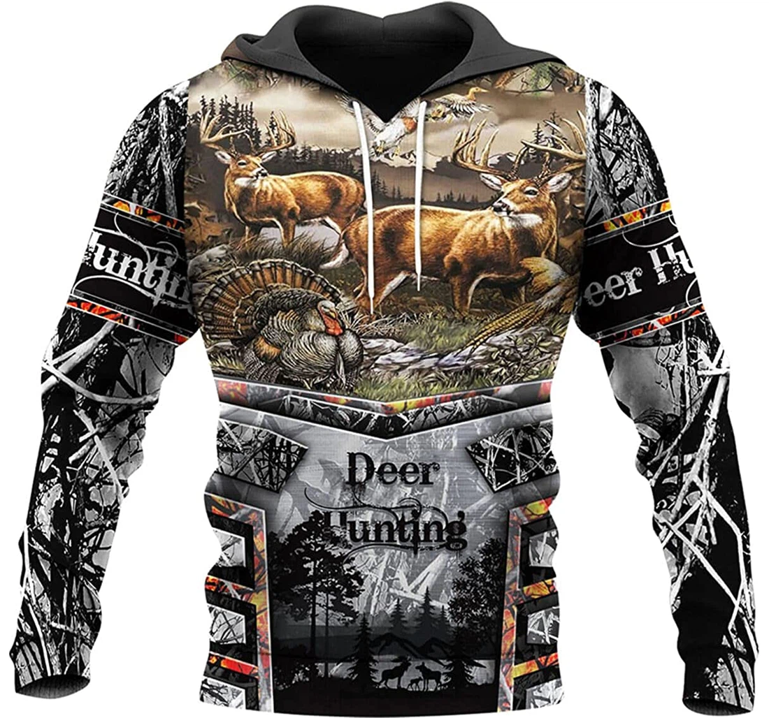 Love Deer Hunting Art - 3D Printed Pullover Hoodie