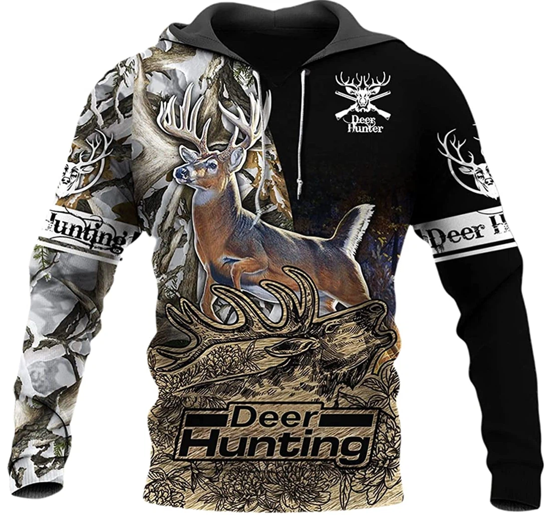 Deer Hunting In Camo - 3D Printed Pullover Hoodie