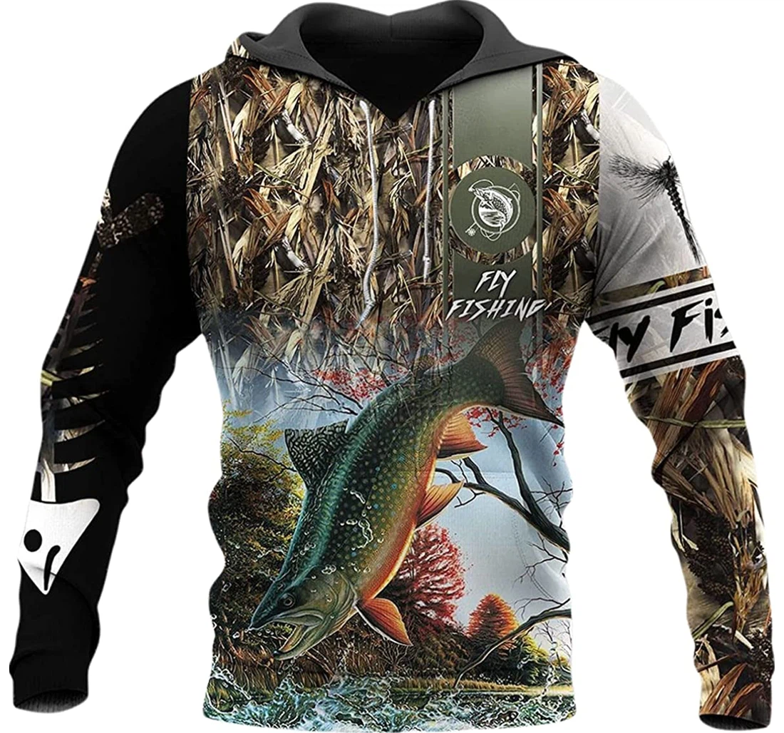 Fly Fishing Camo - 3D Printed Pullover Hoodie