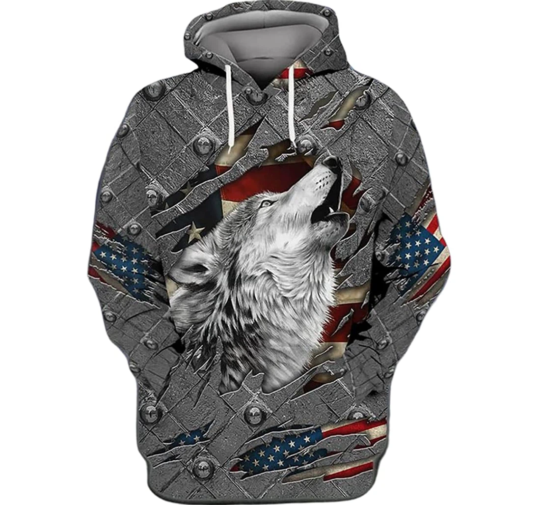 Us Wolf Crack Mental - 3D Printed Pullover Hoodie