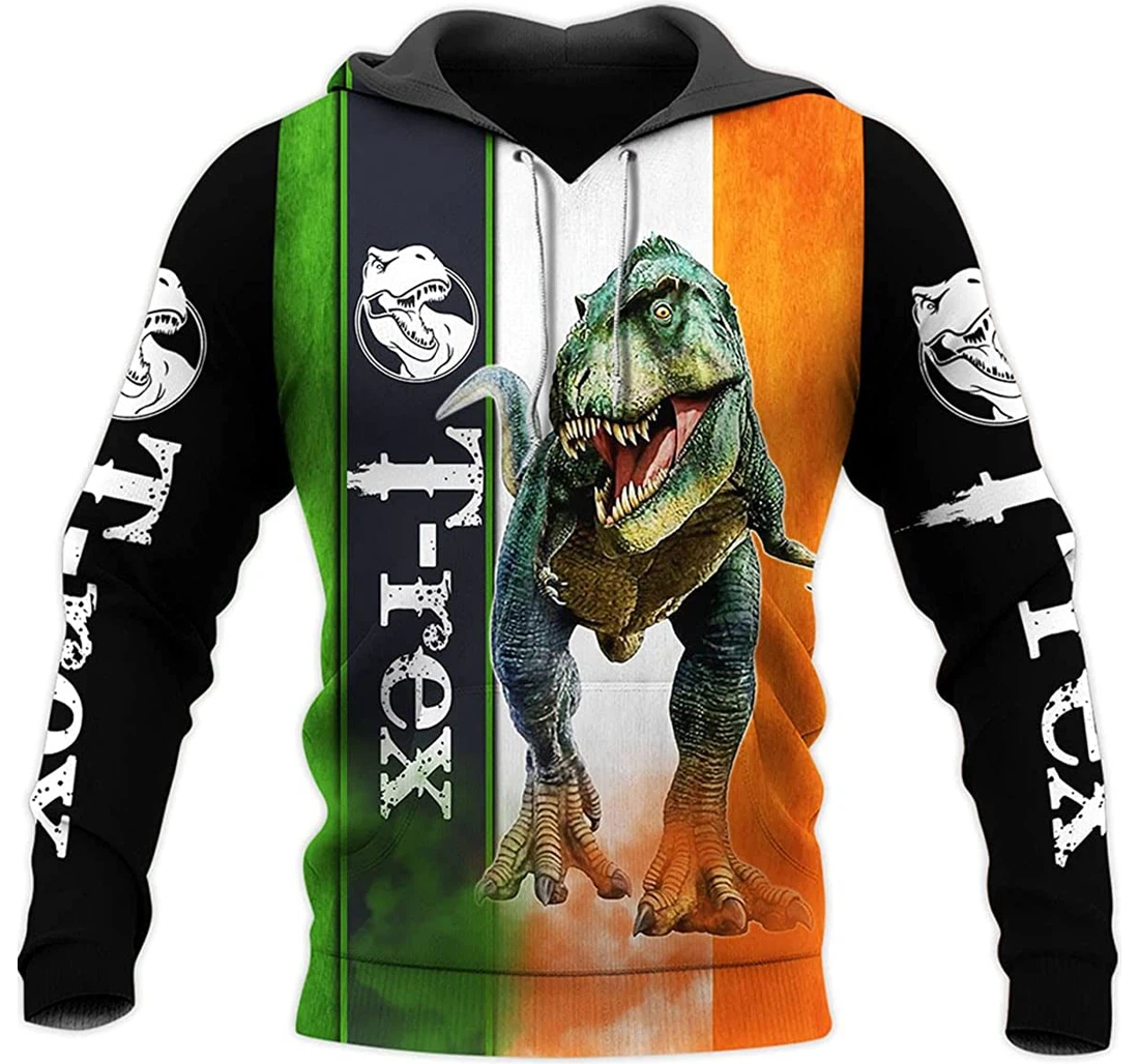 Lusty T-rex Running - 3D Printed Pullover Hoodie