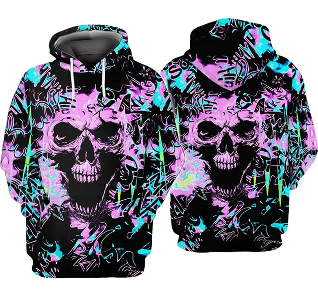 Graffiti Skull - 3D Printed Pullover Hoodie