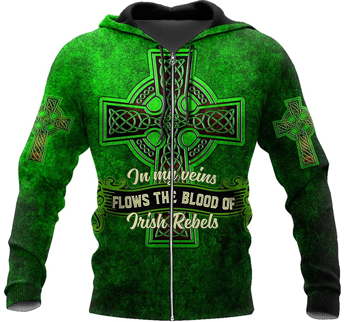 Irish St Patrick's Day In My Vein Flows The Blood Of Rebels Irish Lightweight Sportwear Up - 3D Printed Pullover Hoodie