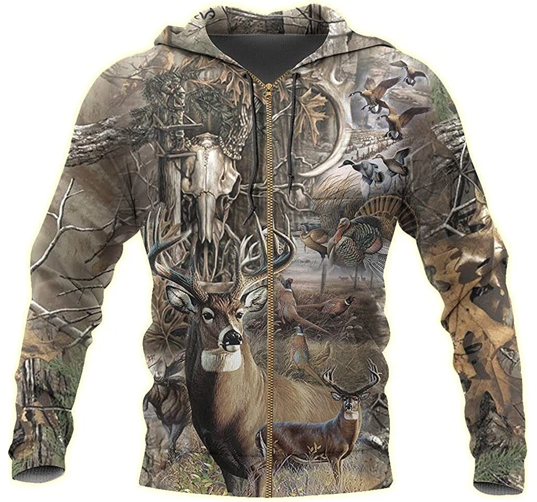 Deer Hunting Lightweight Sportwear Up - 3D Printed Pullover Hoodie