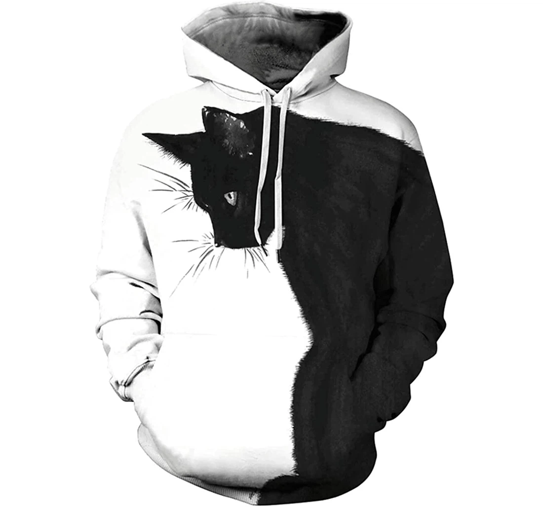 Cute Cat Lightweight Premium Sportwear Up - 3D Printed Pullover Hoodie