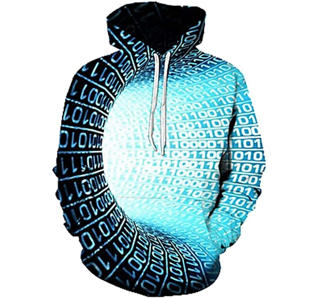 Numeric Light Tunnel Illusion Pattern Lightweight Premium Sportwear Up - 3D Printed Pullover Hoodie