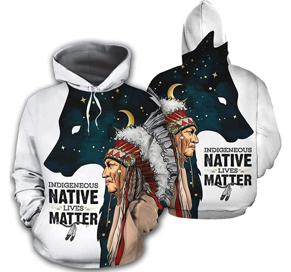 Indigeneous Native Lives Matter Native Americans Wolf Lightweight Premium Sportwear Up - 3D Printed Pullover Hoodie