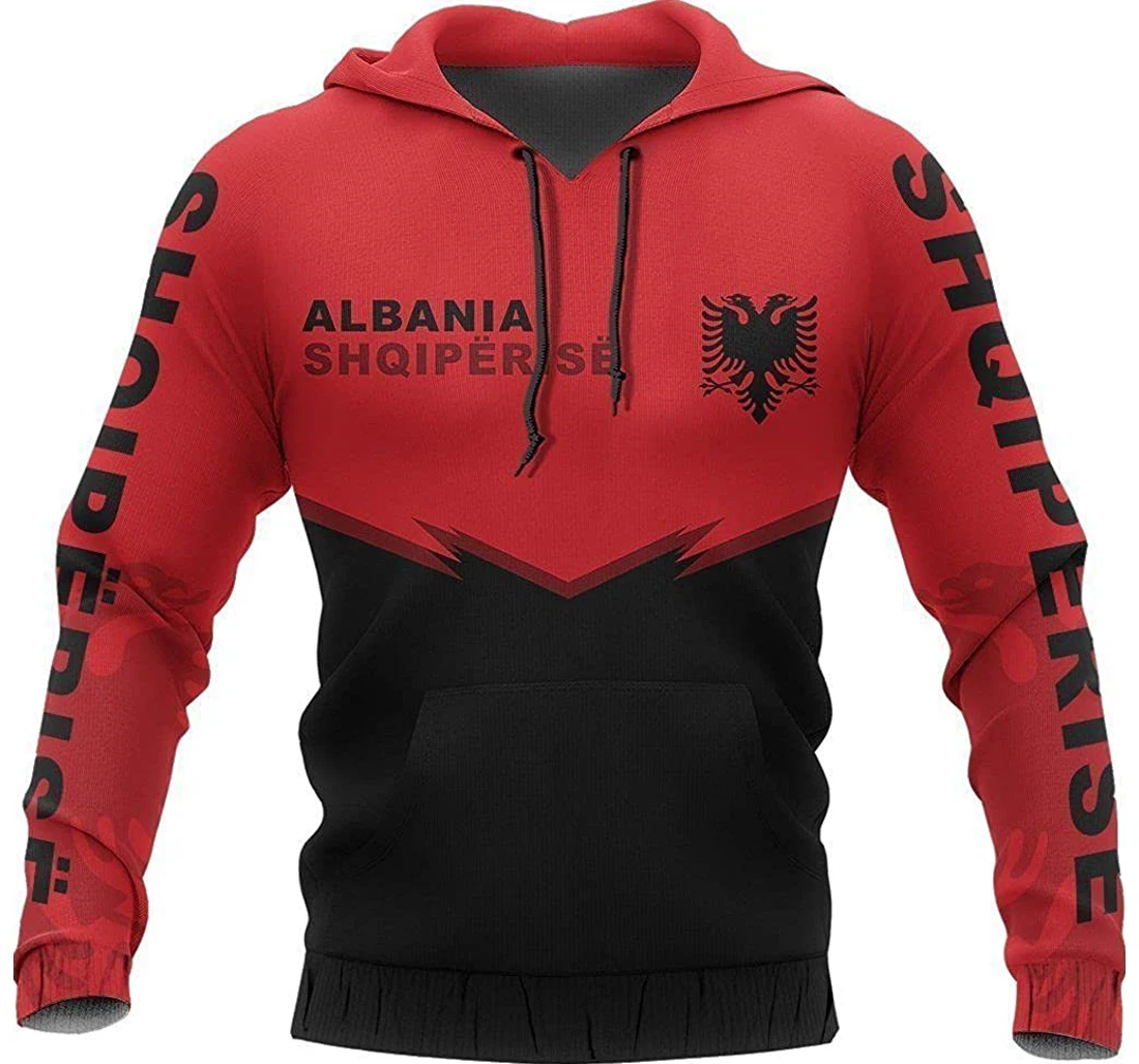 Albania Flag Red Awesome Up - 3D Printed Pullover Hoodie