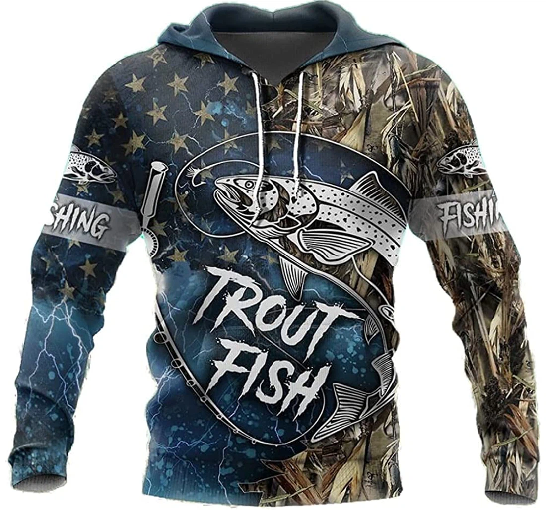 Trout Fishing Lightweight Premium Sportwear Up - 3D Printed Pullover Hoodie