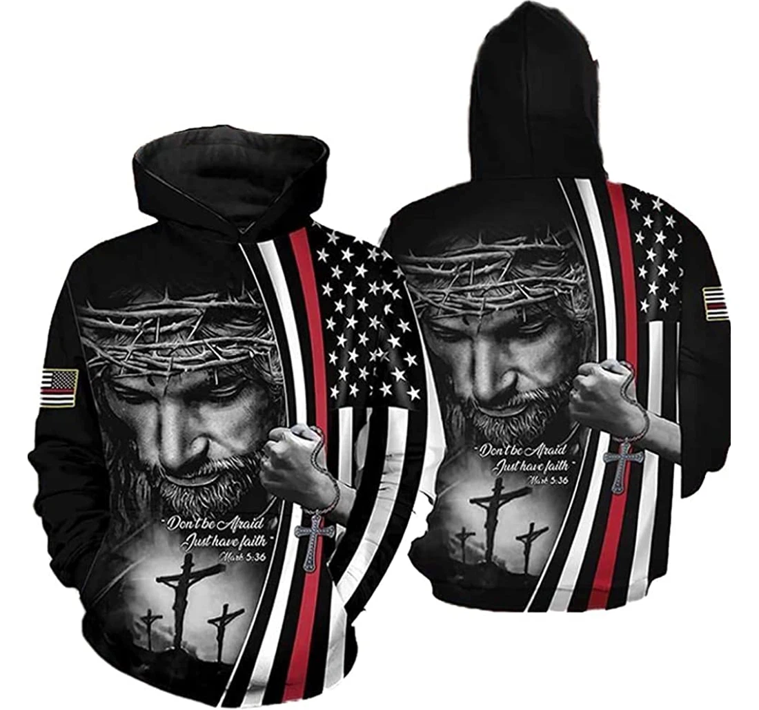 Jesus In Us Flag Lightweight Premium Sportwear Up - 3D Printed Pullover Hoodie