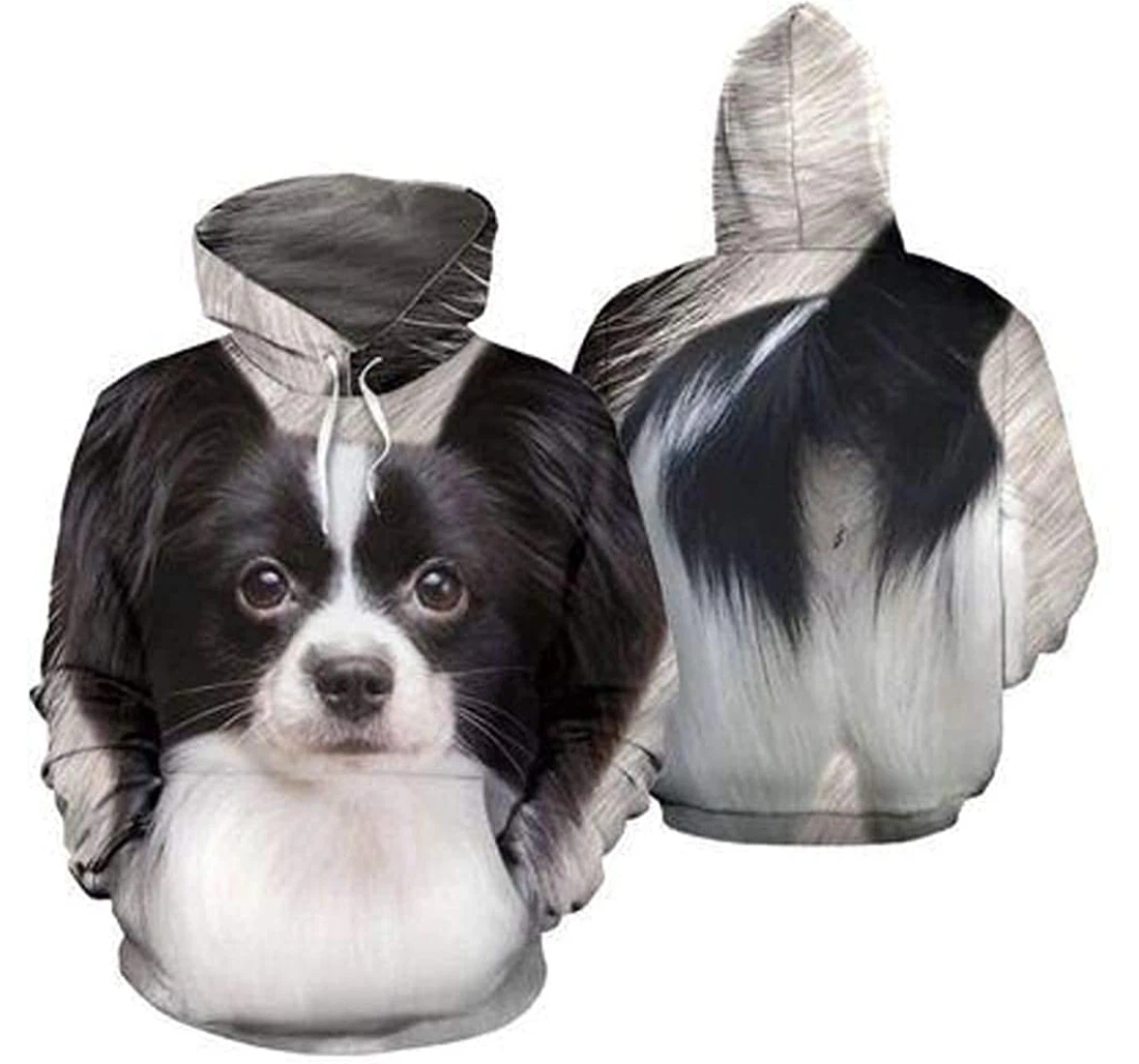 Papilon Dog Body Lightweight Premium Sportwear Up - 3D Printed Pullover Hoodie