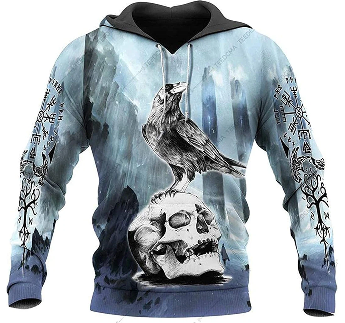 Viking Odin Skull Warrior Tattoo Warrior Lightweight Up - 3D Printed Pullover Hoodie