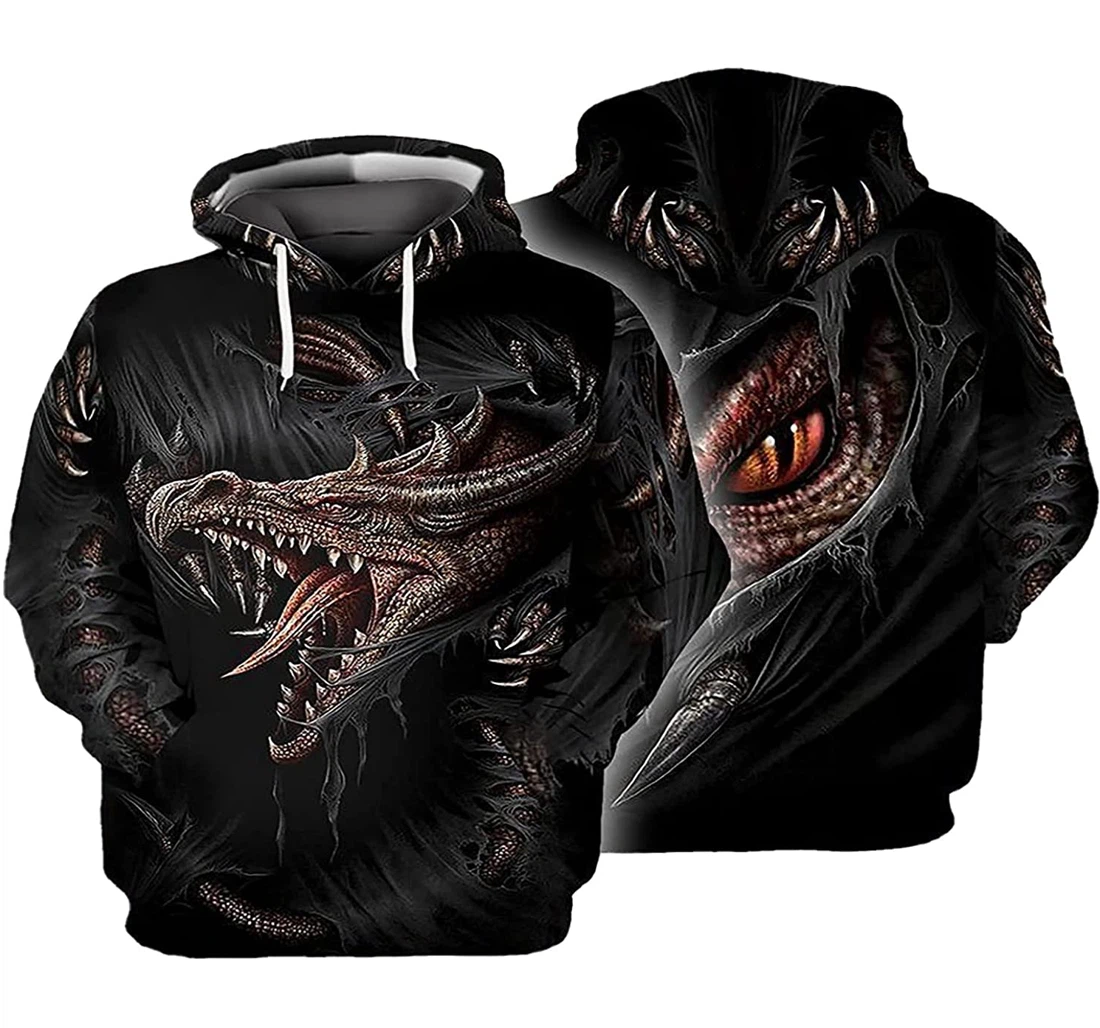 Armor Tattoo Dungeon Lava Dragon Lightweight Premium Sportwear Up - 3D Printed Pullover Hoodie