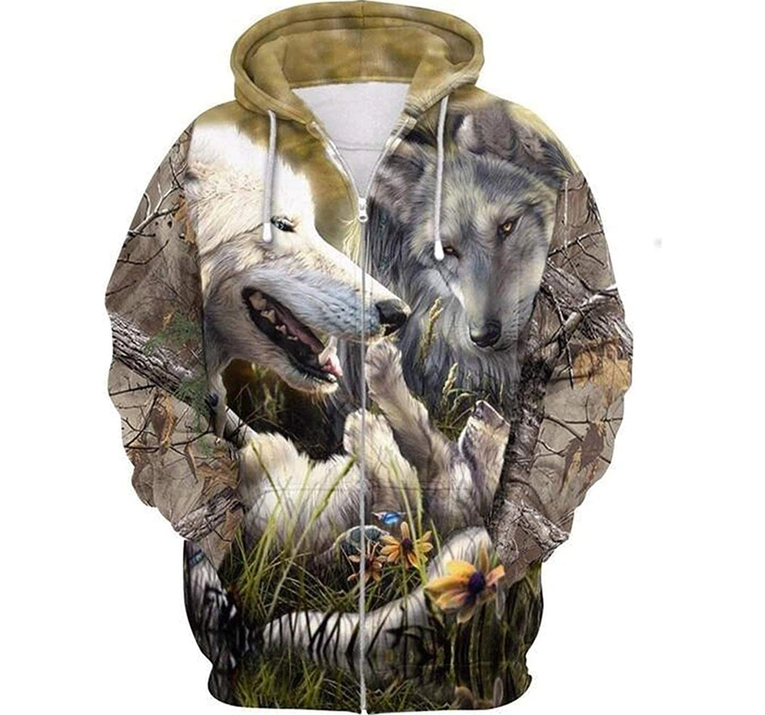 Wolf Family Design Lightweight Premium Sportwear Up - 3D Printed Pullover Hoodie