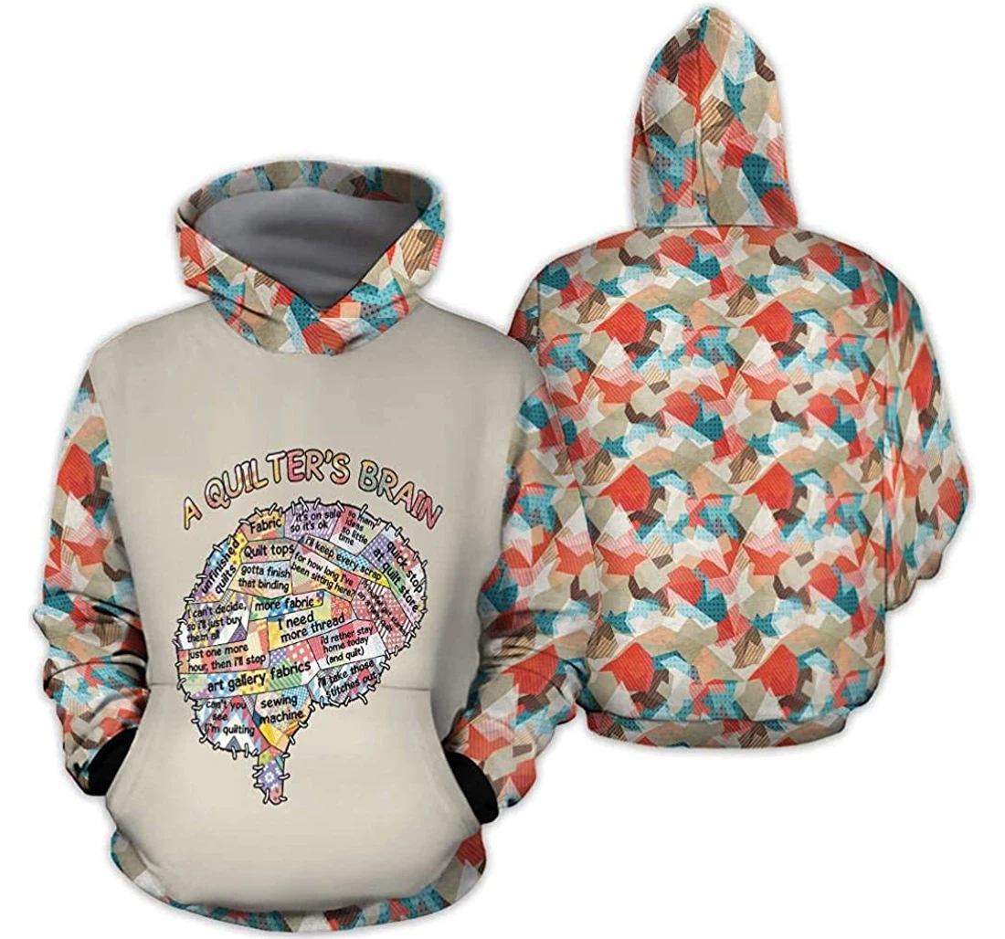 A Quliter's Brain Lightweight Premium Sportwear Up - 3D Printed Pullover Hoodie