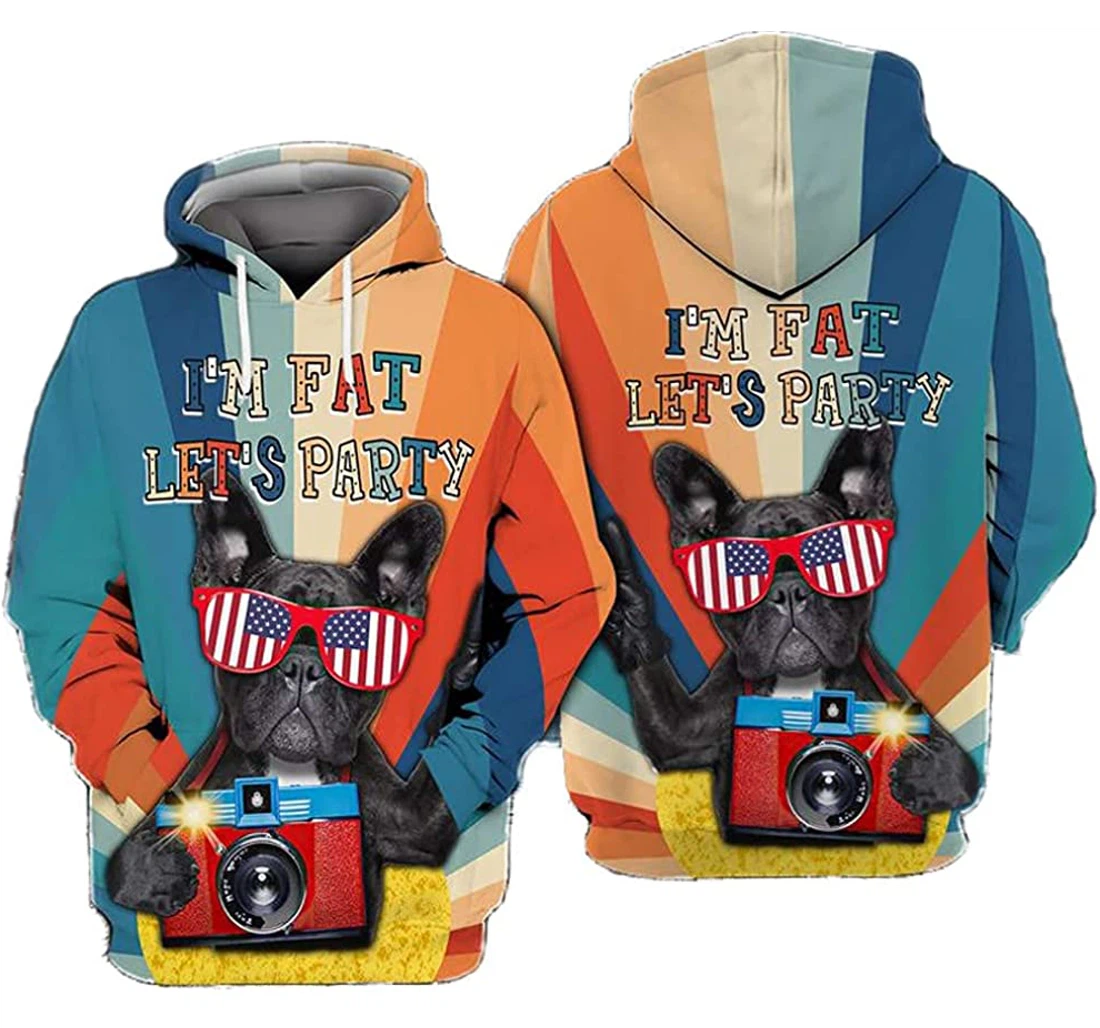 American Dog In Summer Colorful Pattern Lightweight Premium Sportwear Up - 3D Printed Pullover Hoodie