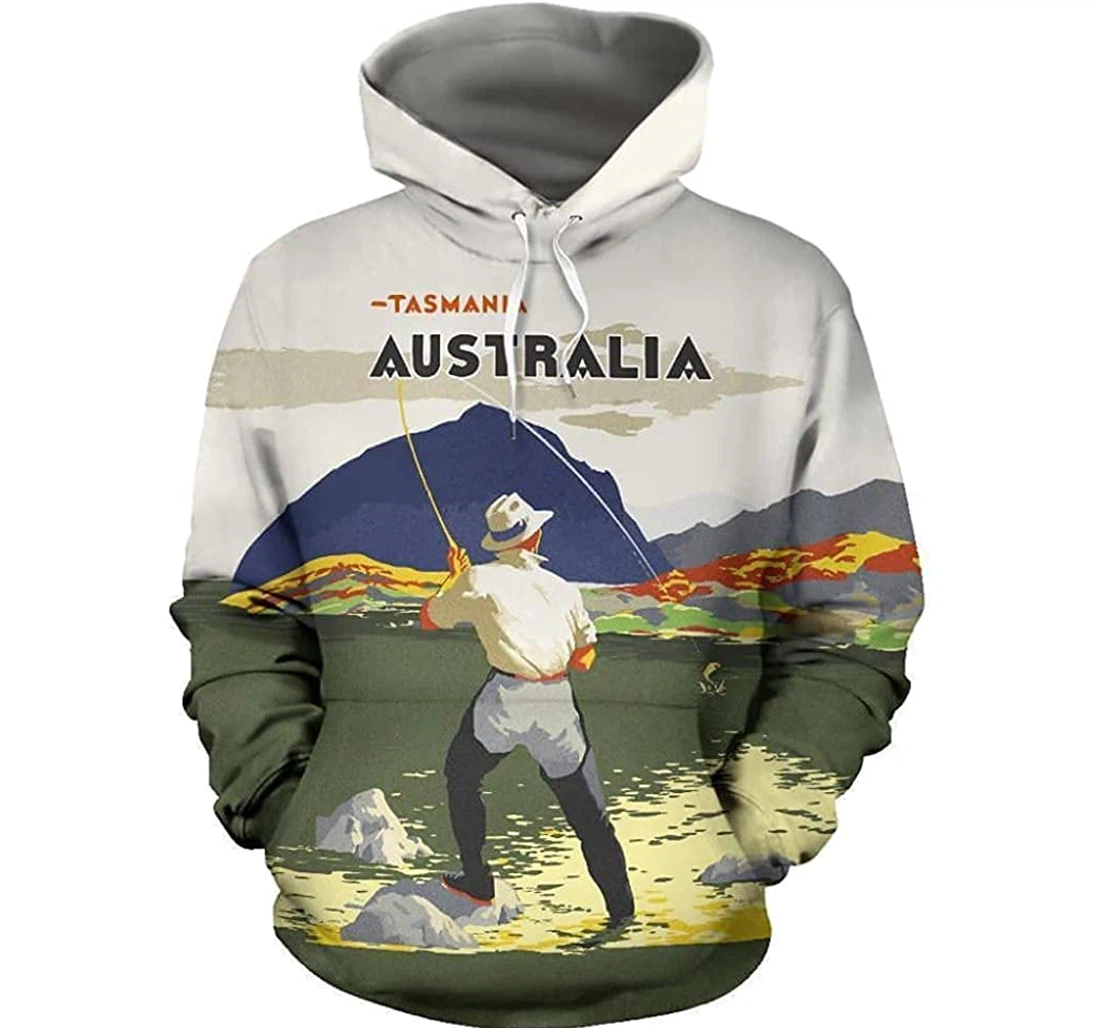 Fishing In Tasmania Lightweight Premium Sportwear Up - 3D Printed Pullover Hoodie