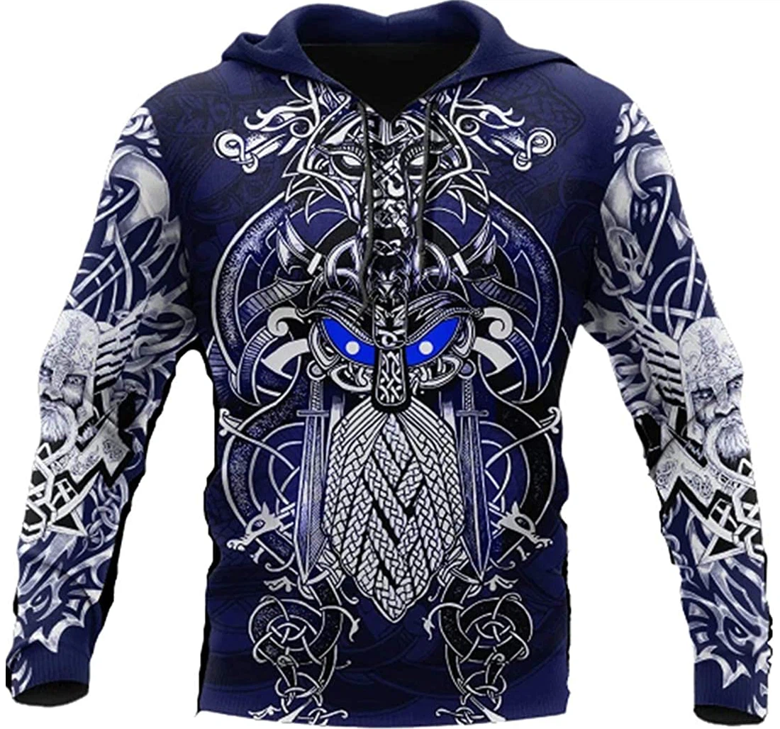 Odin Viking Tattoo Style Design Lightweight Premium Sportwear Up - 3D Printed Pullover Hoodie