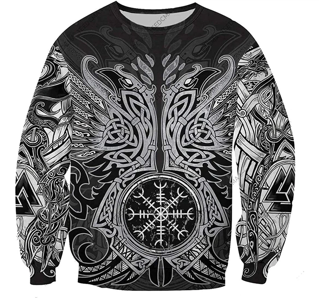 Huginn Muninn Odin's Ravens Wool Lightweight Premium Sportwear Up - 3D Printed Pullover Hoodie