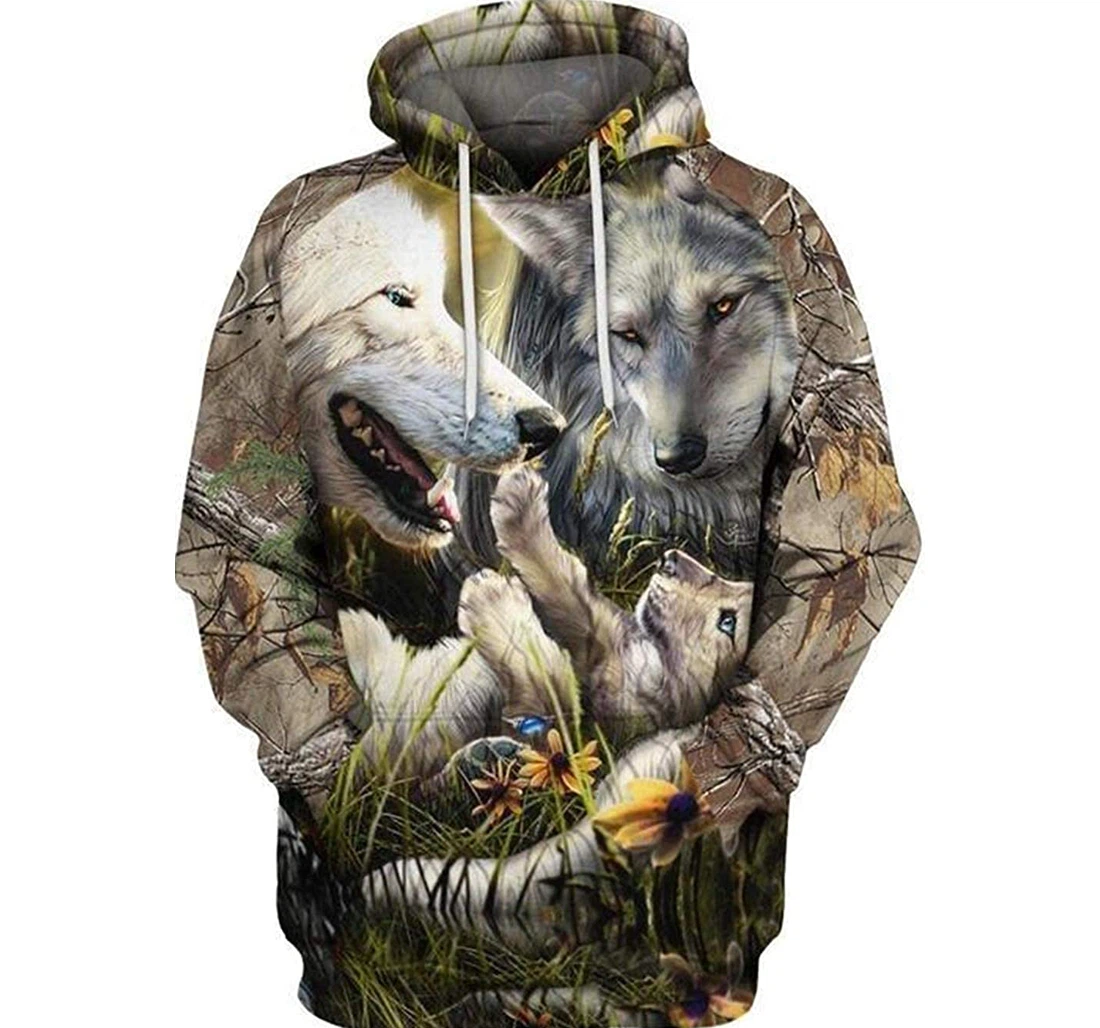 Wolf Family Native American Pattern Lightweight Premium Sportwear Up - 3D Printed Pullover Hoodie