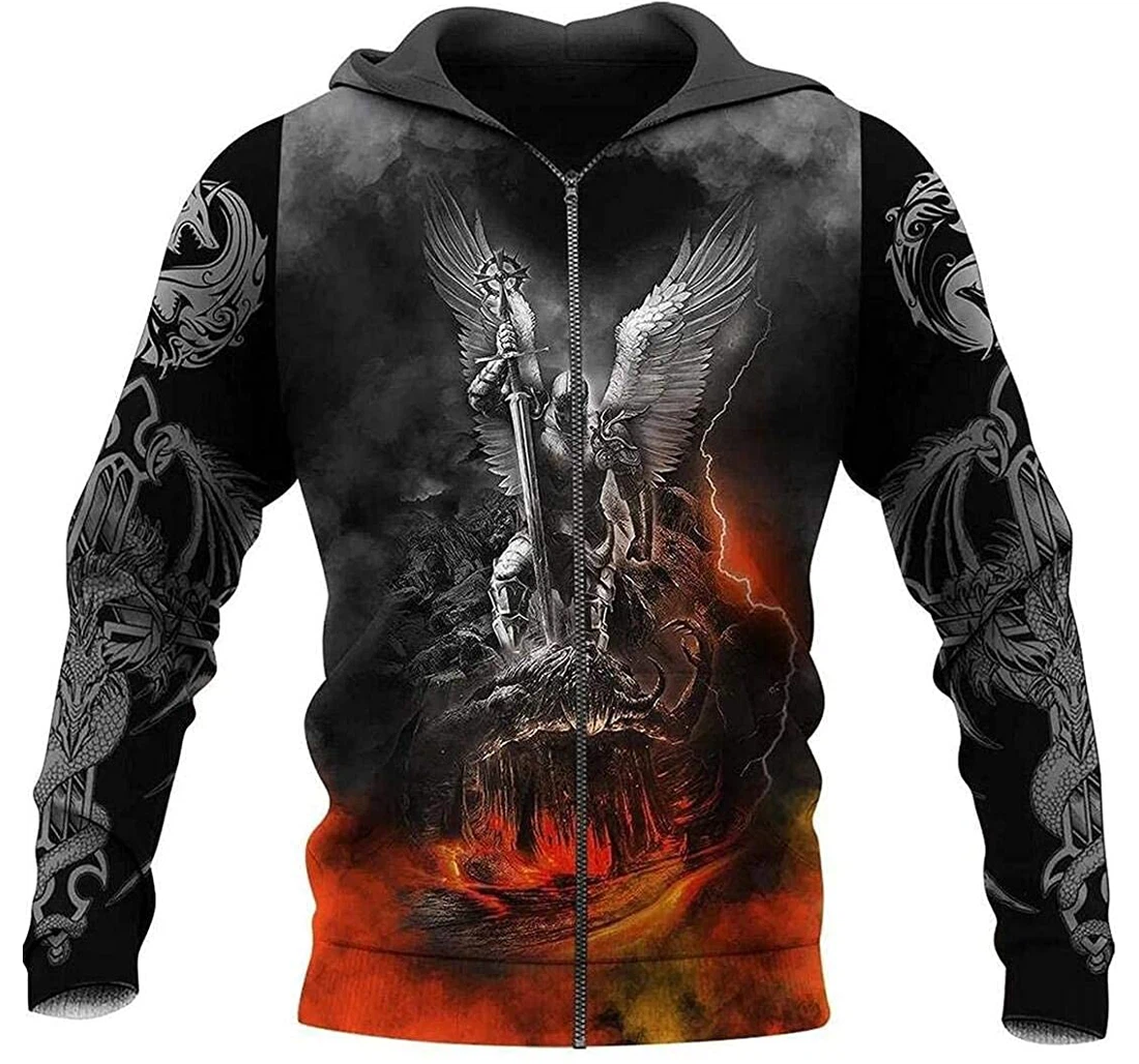 Dragon Angel Fleece Pull Over Pocket Native American Pattern Up - 3D Printed Pullover Hoodie