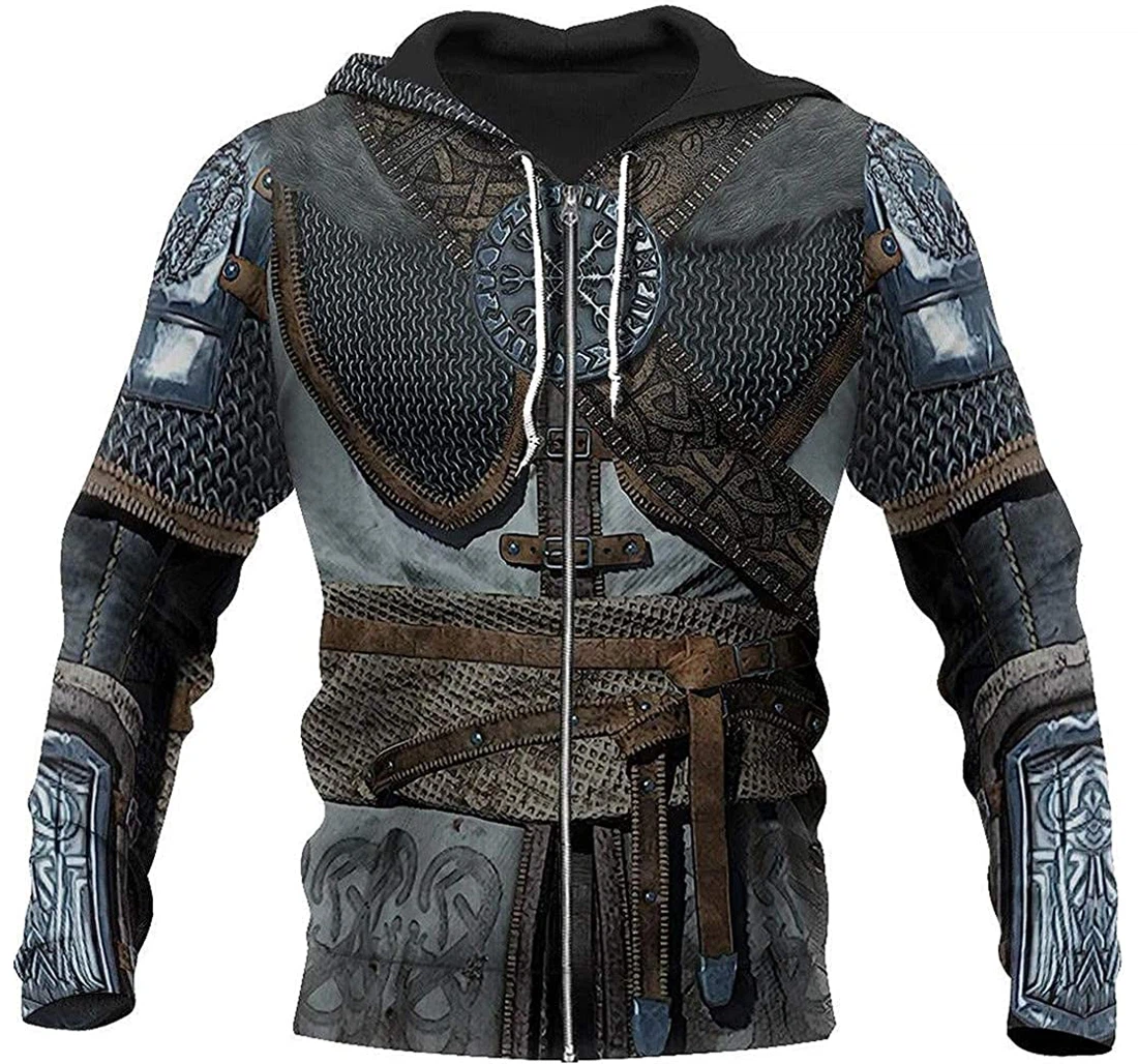 Vikings Armor Design Raven Nordic Warrior Lightweight Premium Sportwear Up - 3D Printed Pullover Hoodie