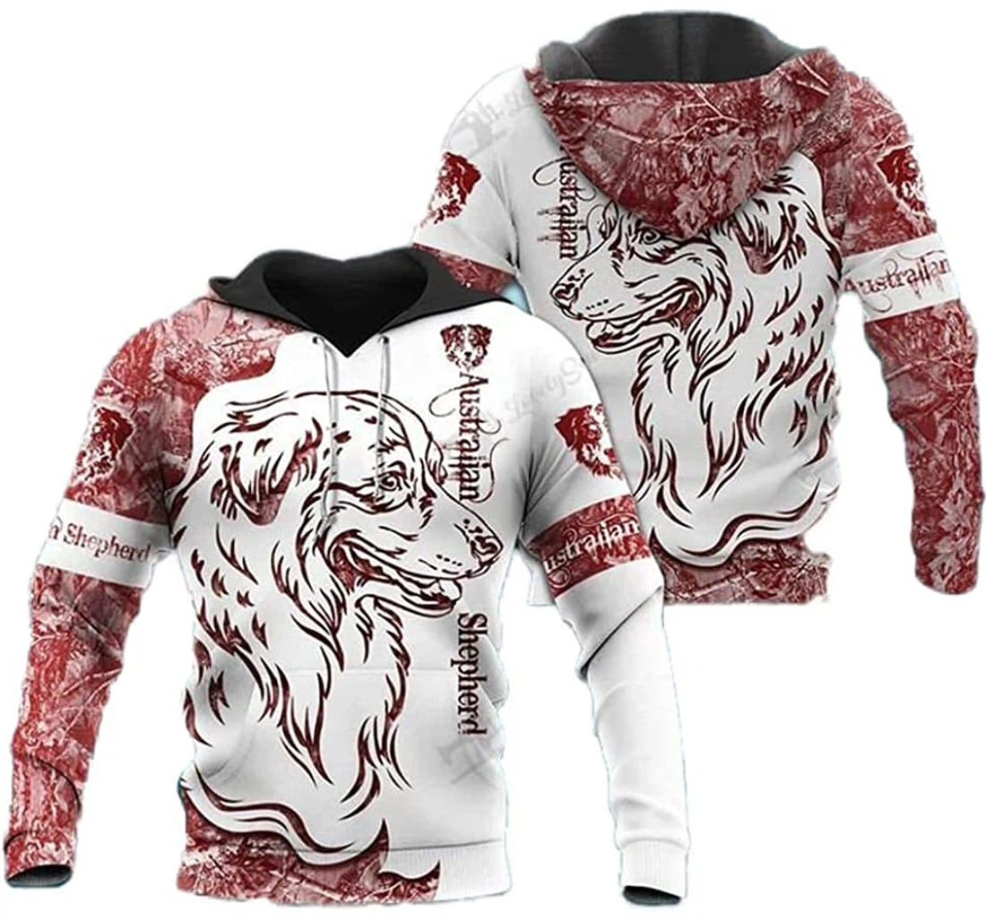 Australian Shepherd Red Pattern Lightweight Premium Sportwear Up - 3D Printed Pullover Hoodie