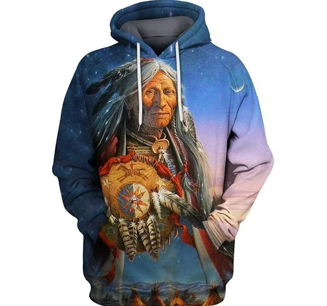 Native American With American Lightweight Premium Sportwear Up - 3D Printed Pullover Hoodie