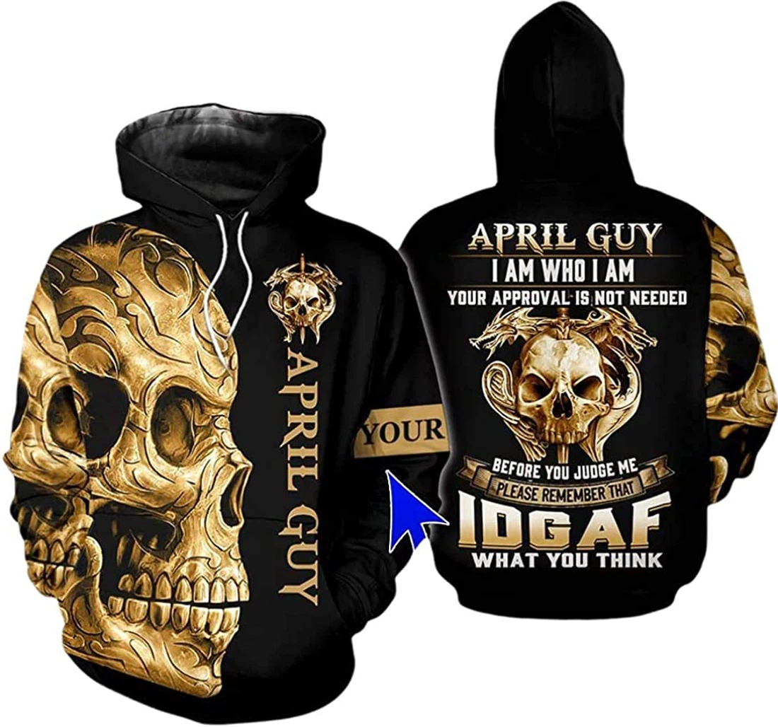 Personalized Name April Guy Skull I Am Who I Am Lightweight Premium Sportwear Up - 3D Printed Pullover Hoodie