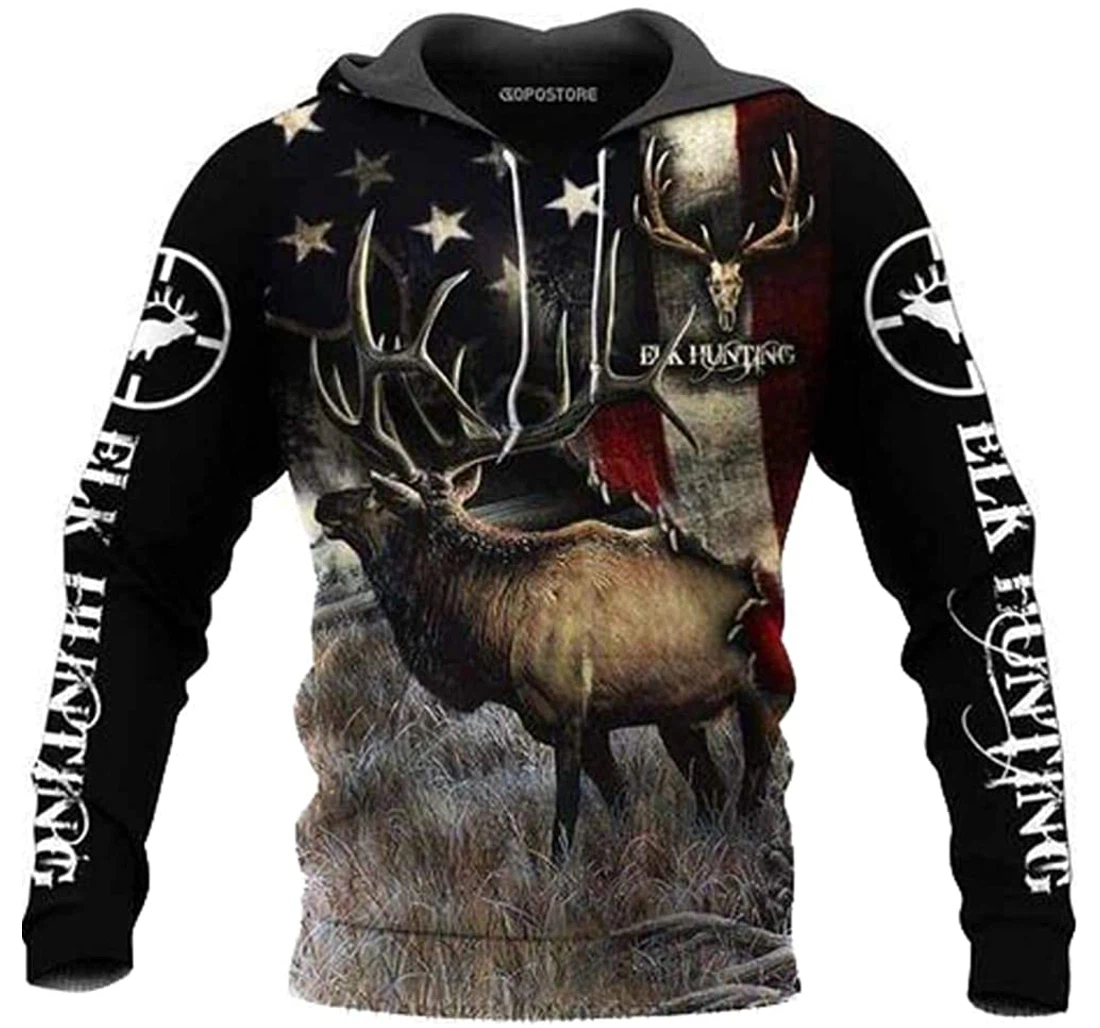 New Camo Elk Hunting Lovers Lightweight Premium Sportwear Up - 3D Printed Pullover Hoodie