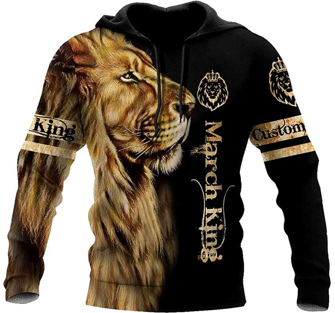 Personalized Name March King Lion Lightweight Premium Sportwear Up - 3D Printed Pullover Hoodie