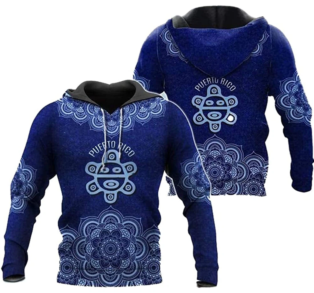 Blue Sol Taino Pueto Rico Lightweight Premium Sportwear Up - 3D Printed Pullover Hoodie