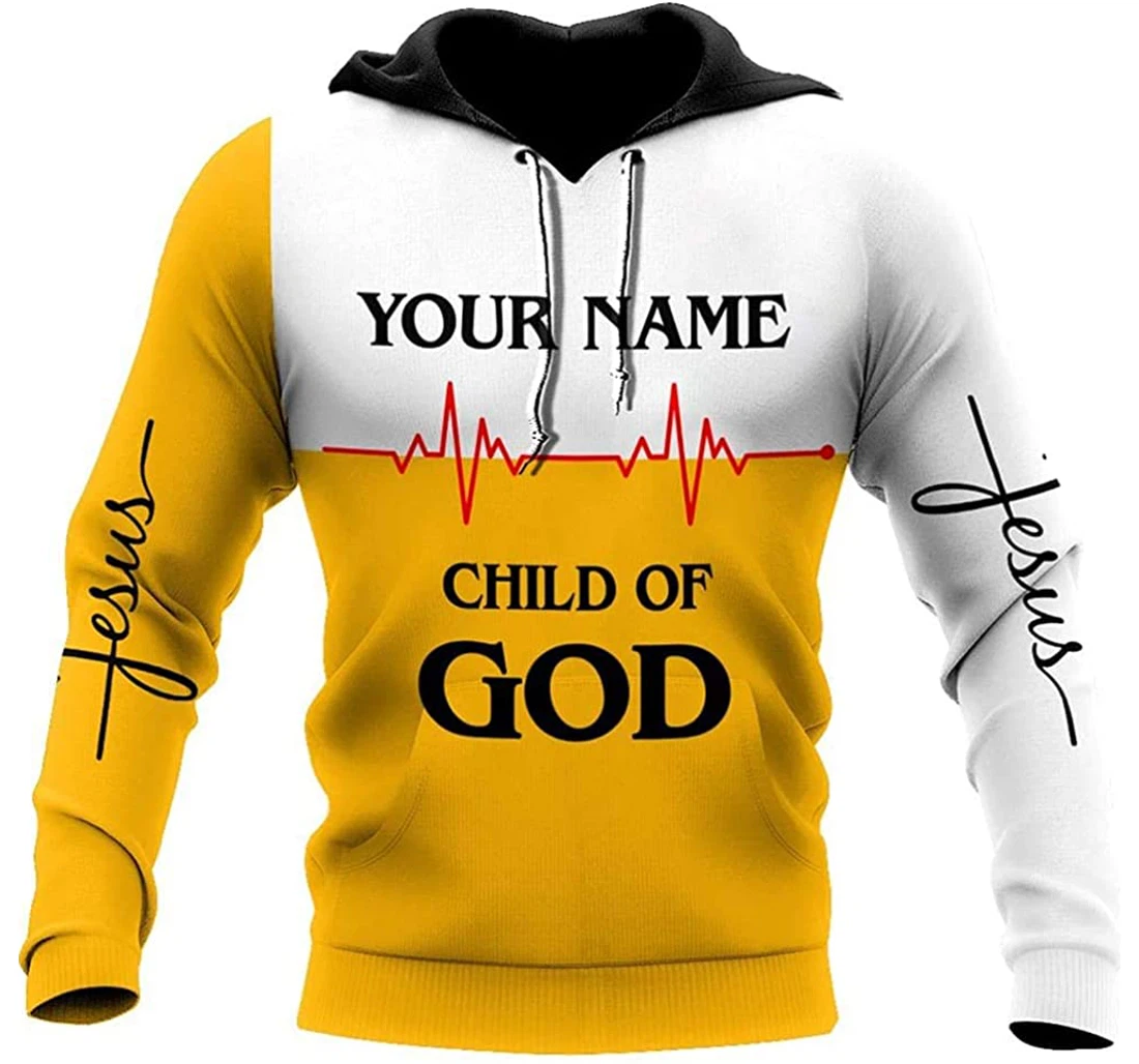 Personalized Name White Yellow Jesus Child Of God Lightweight Premium Sportwear Up - 3D Printed Pullover Hoodie