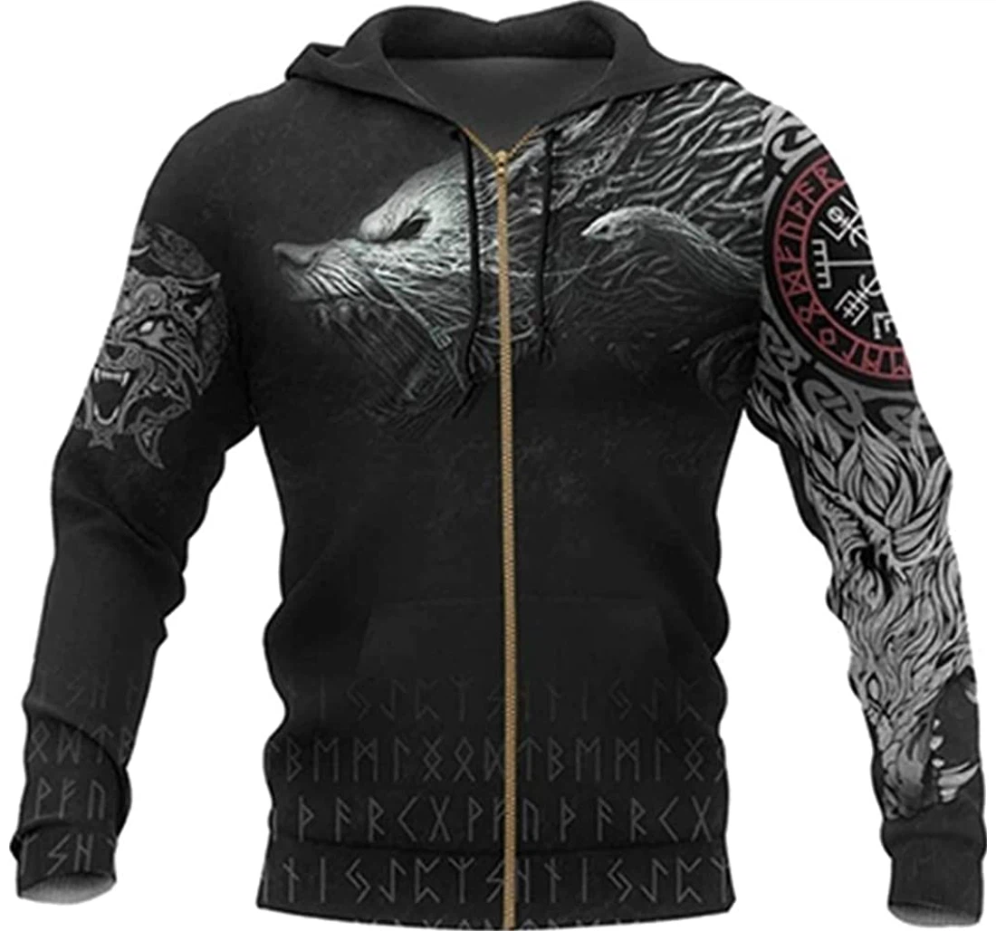 Viking Fenrir With Design Lightweight Premium Sportwear Up - 3D Printed Pullover Hoodie