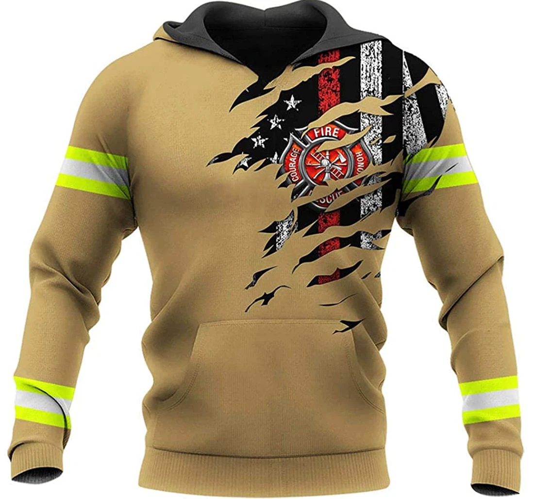 Personalized Name Firefighter Is Like A Hero Usa Flag Lightweight Premium Sportwear Up - 3D Printed Pullover Hoodie