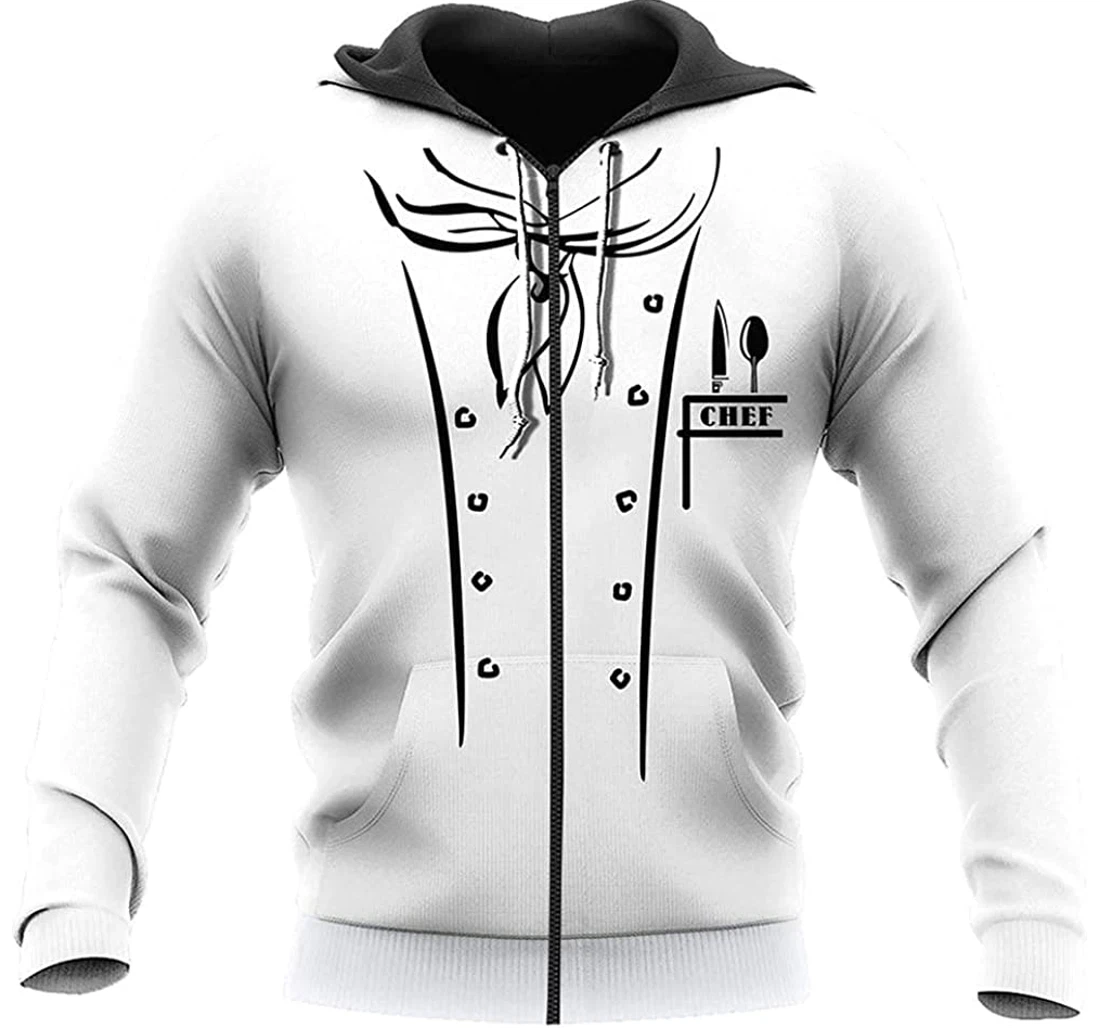 Personalized Name Master Chef White Uniform Lightweight Premium Sportwear Up - 3D Printed Pullover Hoodie