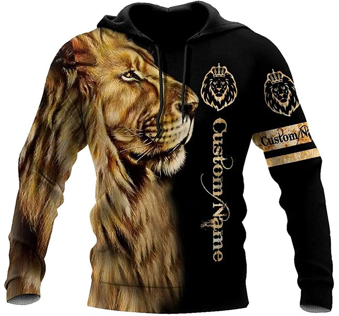 Personalized Name King Lion Lightweight Premium Sportwear Up - 3D Printed Pullover Hoodie