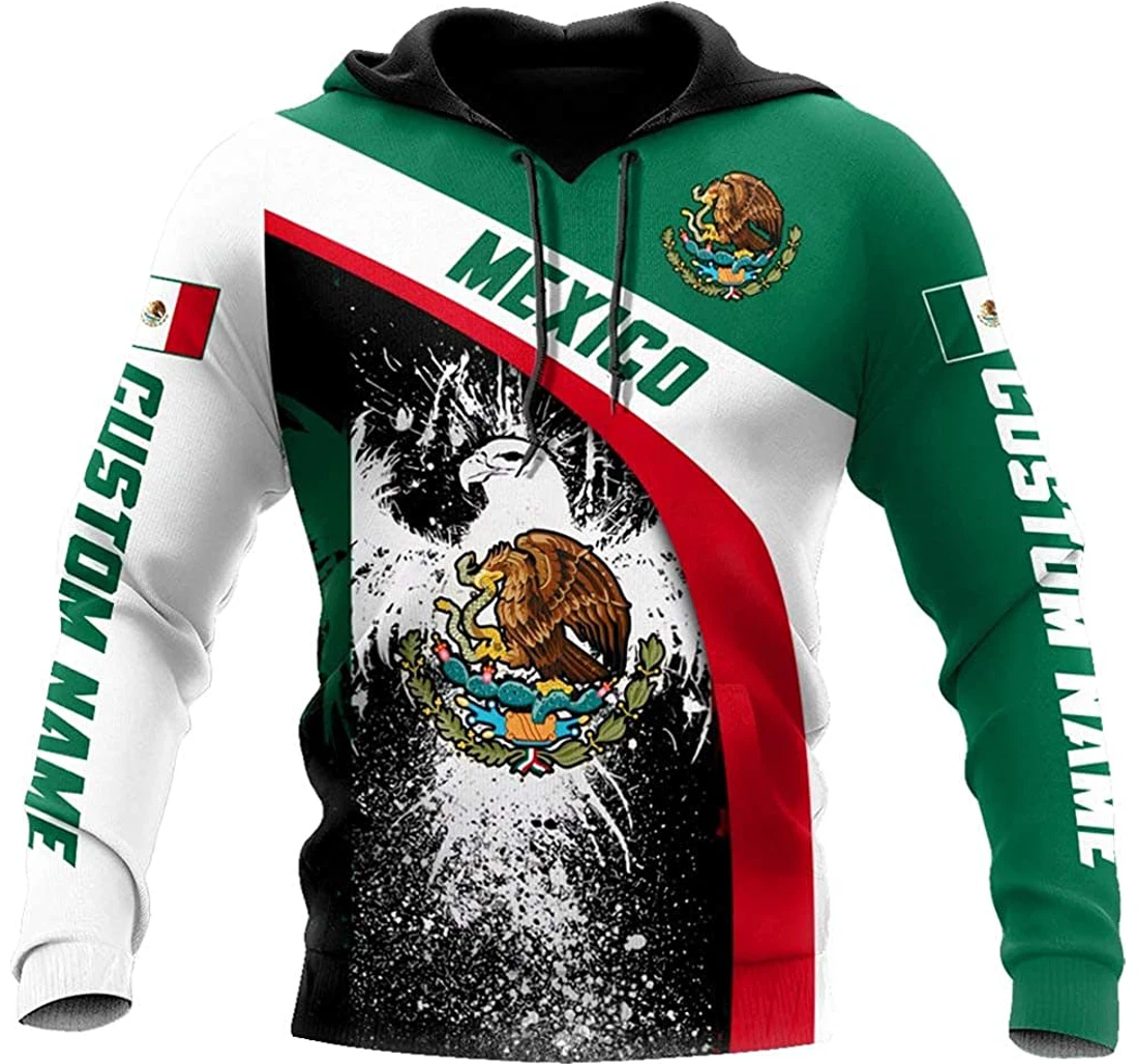 Personalized Name Mexico Symbol Eagle Lightweight Premium Sportwear Up - 3D Printed Pullover Hoodie