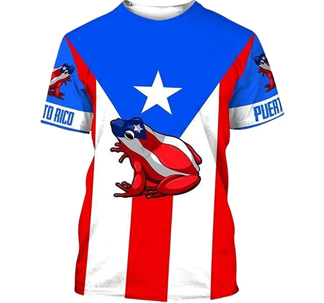 Personalized Name Puerto Rico Frog Symbol Flag Lightweight Premium Sportwear Up - 3D Printed Pullover Hoodie