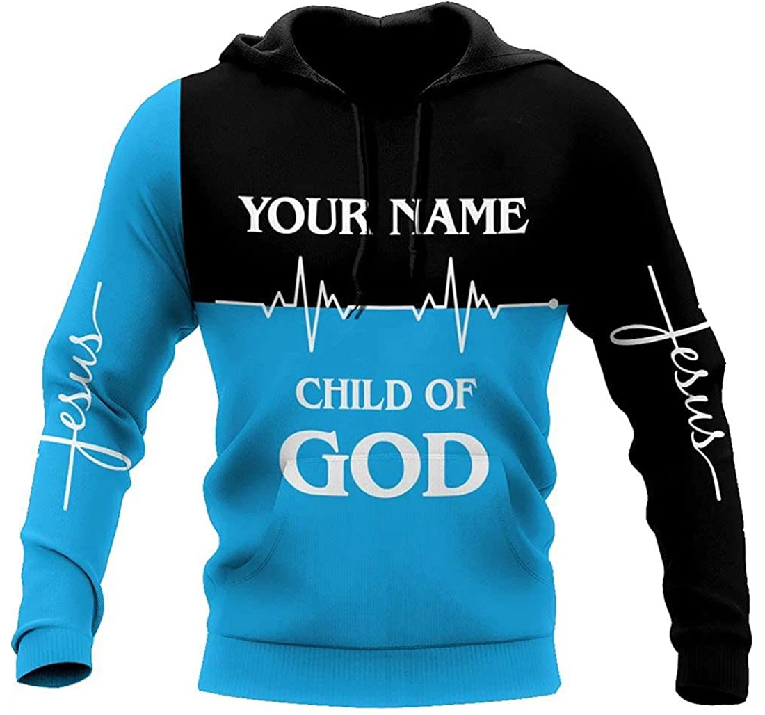 Personalized Name Blue Jesus Child Of God Lightweight Premium Sportwear Up - 3D Printed Pullover Hoodie