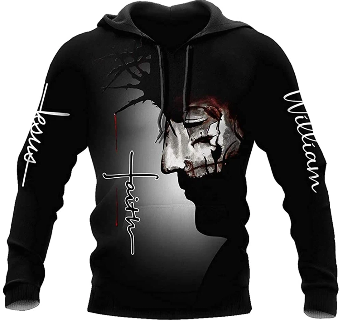 Personalized Name Jesus Faith Is My God My King Lightweight Premium Sportwear Up - 3D Printed Pullover Hoodie